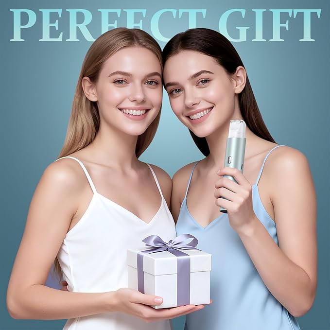 Bikini Trimmer for Women Dual Head Face Shaver Body Hair Trimmmer IPX7 Waterproof Womens Electric Razor for Legs Lake Green