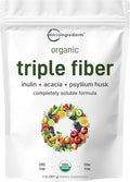 Micro Ingredients Organic Triple Fiber Powder 2lb | Natural Prebiotic to Support Digestive &amp Gut Health | Soluble Easily Digestible | Unflavored Vegan