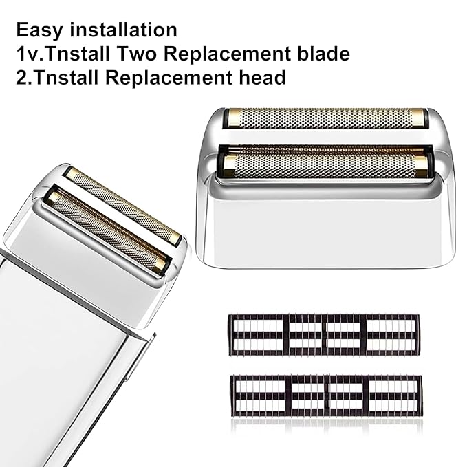 Professional Replacement Foil and Cutters for BaBylissPRO Barberology Double Foil Shaver Compatible with BaBylissPRO Barberology FXFS2 Shaver (silver)