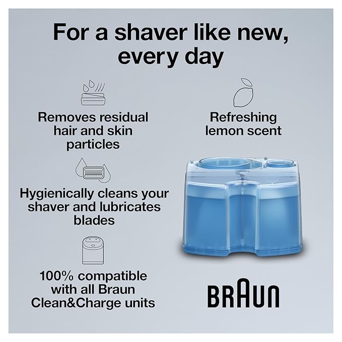 Braun Clean &amp Renew Refill Cartridges CCR Replacement Shaver Cleaner Liquid Solution for Clean&ampCharge System Pack of 6