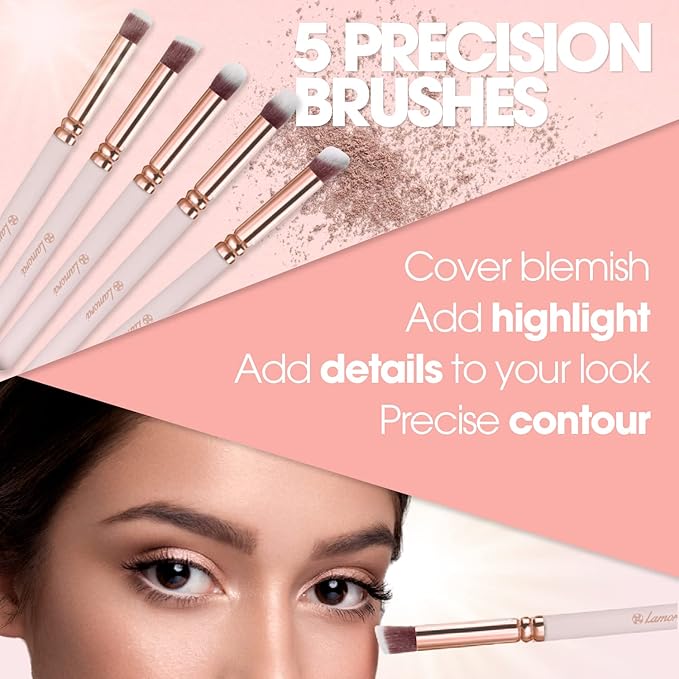 Kabuki Makeup Brush Set - Foundation Powder Blush Concealer Contour Brushes - Perfect for Liquid Cream or Mineral Products - 10 Pc Collection with Premium Synthetic Bristles for Eye and Face Cosmetic