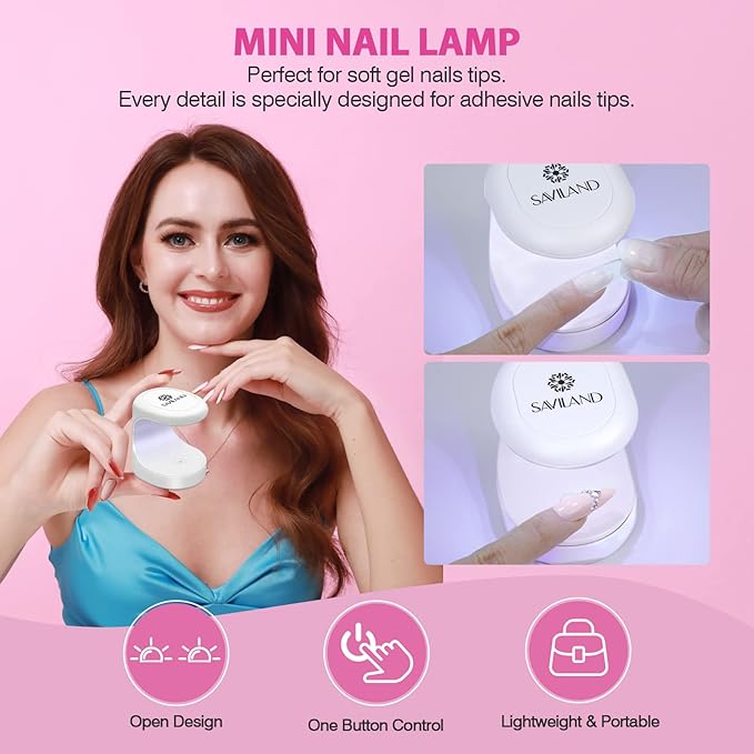 SAVILAND Almond Gel Nail Kit: Nail Drill Kit U V Lamp for Nails 500PCS Almond Nail Tips Gel Nail X Kits Nail Glue Easy Use Manicure Tool Extension Set DIY At Home Salon Gift for Women