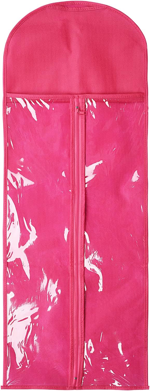 10 Packs 31.5in Extra Long Hair Extensions Storage Bag Folding Wig Bags Dust Proof Wigs Carrier Bags with Strong Zipper for Home Salon Organizer (Rose red)