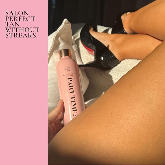 ed&ampi PART TIME Self Tanner With Natural DHA Whiskey Cacao Self Tanning for Women Natural Long Lasting Body Sunless Tan Leg Tanner for Women Buildable Golden Glow Tanning Products 8.45 oz