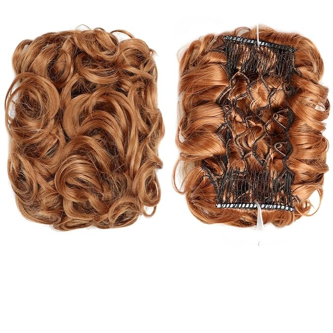 FRANCES Fake Hair Bun Synthetic Messy Bun Wig Hair Pieces Wavy Curly Bun Ponytail Hair Extensions Bun Hair Comb Women Bun Wig Hair Accessories (Color : 30)