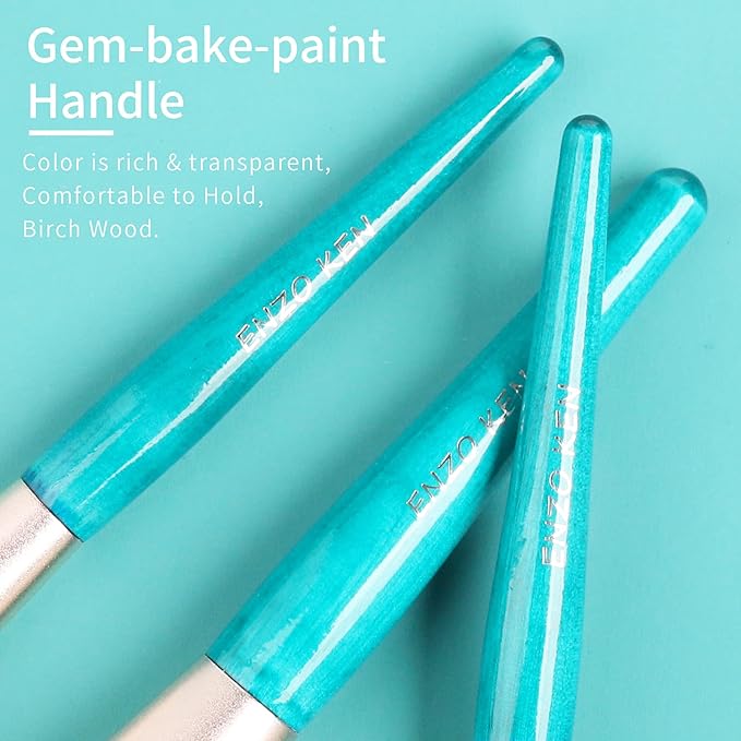 Blue Makeup Brushes Set with Case by ENZO KEN Vegan Makeup Brush Set Professional Cosmetic Brushes Makeup Set Make up Brushes Vegan Make up Brushes Set Professional Wooden Makeup Brush Set Vegan