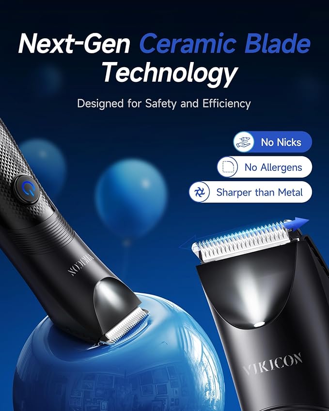 Manscape Trimmer for Men - No Nicks Electric Razor-Shaver for Balls/Pubic/Groin/Legs/Chest Hair Removal w/Light &amp Ceramic Blade IPX7 Waterproof Body Groomer USB-C Charging Gifts for Him Dad