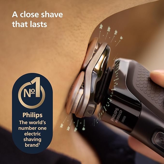 Philips Norelco Shaver i9000 Wet &amp Dry Electric Shaver Ink Black SenseIQ Technology Triple Lift &amp Cut System 360 Rotating Dual SteelPrecision Precision Blades Nose Trimmer Model X9000/9