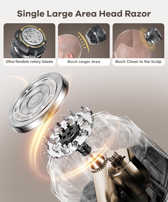 Ultimate Bald Head Shaver: Magnetic Precision 10000 RPM Power IPX8 Waterproof LED Display &amp Travel Kit