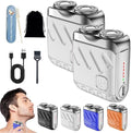Mini Shaver Small Steel Cannon Suspended Magnetic Blade Shaver Mini Electric Explosive Shavers for Men Waterproof USB Fast Charging Compact Travel Size (2PCS-White)