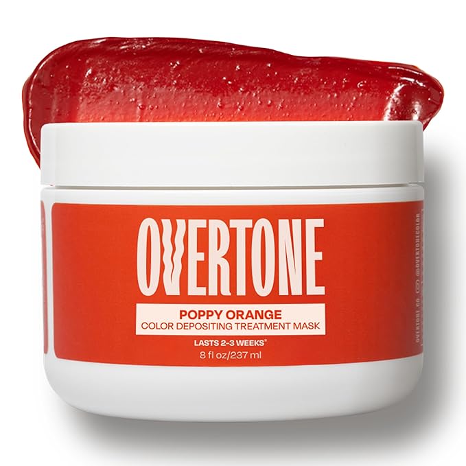 Overtone Semi Permanent Hair Color Conditioner Poppy Orange 8 oz Nourishing Damage-Free Color Depositing Mask for All Hair Types with Shea Butter &amp Coconut Oil Vegan &amp Cruelty-Free