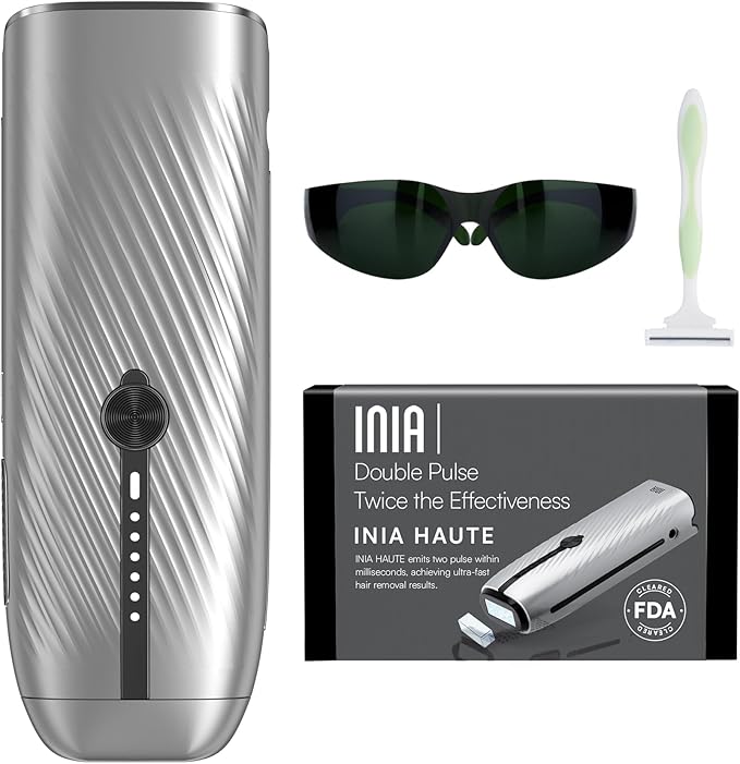 INIA Laser Hair Removal for Women and Men IPL Hair Removal Device with Ice-Cooling Double Effectiveness &amp 5 Flashes per Second for Long-Lasting and Nearly Painless Results