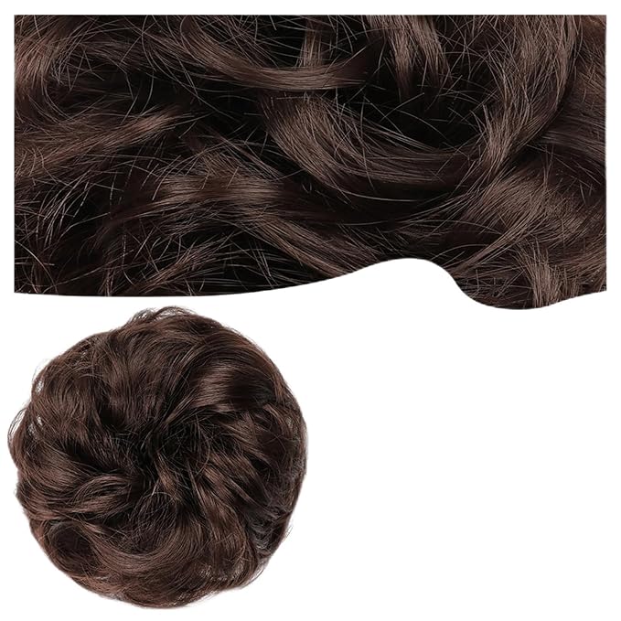 Hair Accessories 1 Pack Messy Bun Hair Pieces Wavy Curly Hair Ties Rubber Band Synthetic Bun Ponytail Braid Extensions Women Bun Wigs Hair Pieces For Women(2-33)