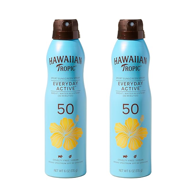 Hawaiian Tropic Everyday draft Spray Sunscreen SPF 50 | Body Sunscreen Spray SPF 50 Sunblock Oxybenzone Free 6oz each Twin Pack