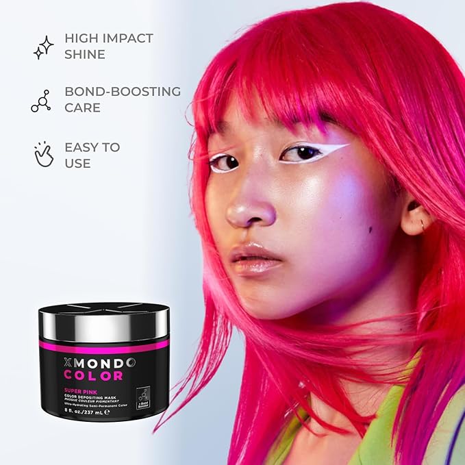 XMONDO Hair Color Super Pink Hair Healing Semi Permanent Color | Vegan Formula with Hyaluronic Acid to Retain Moisture Vegetable Proteins to Revitalize and Bond Boosting Technology 8 Fl Oz 1-Pack