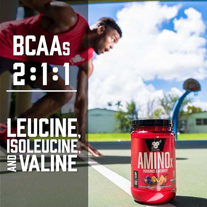 BSN Amino X Muscle Recovery &amp Endurance Powder with BCAAs 10 Grams of Amino Acids Keto Friendly Caffeine-Free Support Endurance Zero Sugar Blue Raz 30 servings 15.34 Ounce (Packaging May V