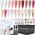 Poly Gel Nail Kit with UV Light 12 Colors Builder Gel Nail Extension Kits for Beginners with Everything Dual Nail Forms Slip Solution Chunky Glitter Poly Gels Nails Art Design Starter Set