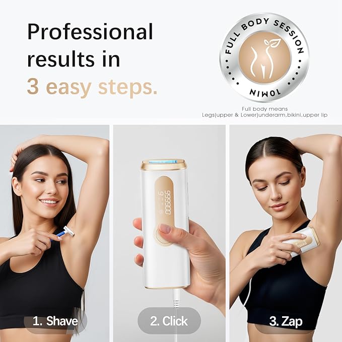 Laser Hair Removal IPL Laser Hair Removal Device for Women &amp Men Safe at-Home Nearly Painless 45°F Ice-Cooling Contact Long-Lasting Result for Full Body &amp Face Off-White