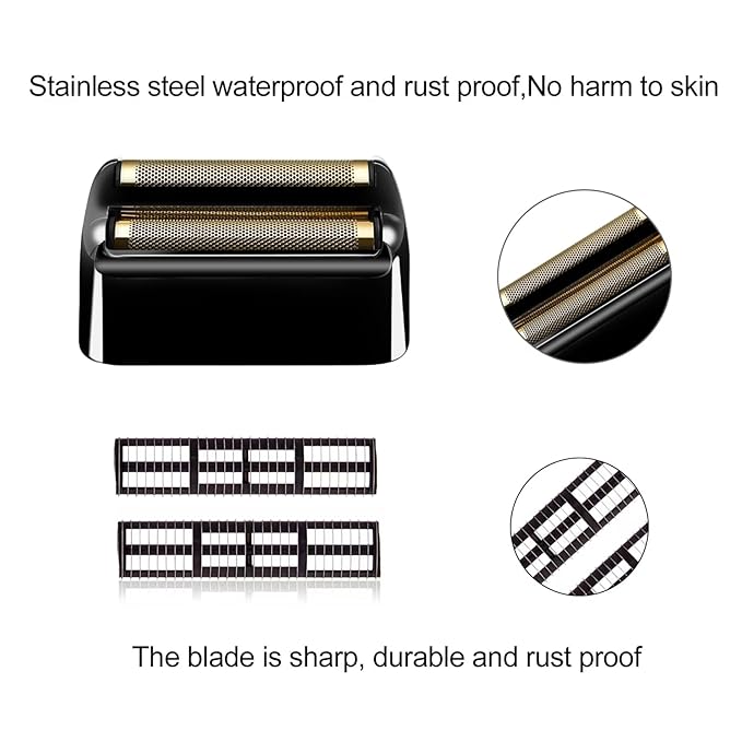 Professional Replacement Foil and Cutters for BaBylissPRO Barberology Double Foil Shaver Compatible with BaBylissPRO Barberology FXFS2 Shaver (black)