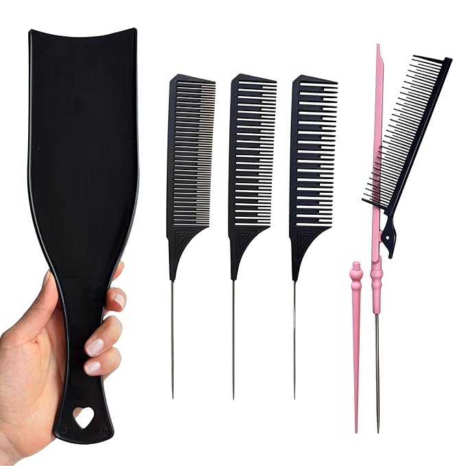 Balayage Hair Dye Kit | Highlight kit ? Balayage Board Paddle | highlighting Foiling Board - 3 Highlighting Combs | Highlight comb &amp Teasing Clip Comb | 5 Professional Tools for hairstylists