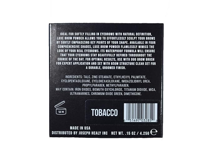 Joey Healy Luxe Brow Powder Natural and Soft Definition Eyebrow Powder Waterproof Brow Makeup Formula Tobacco (Brunette)