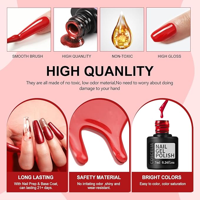COSCELIA 57pcs Gel Nail Polish Kit with U V light 40 Colors Fall Winter Gel Polish Set 5pcs Soak Off Top and Base Coat Nail Stickers Gel Manicure Starter Kit Christmas Gifts for Women