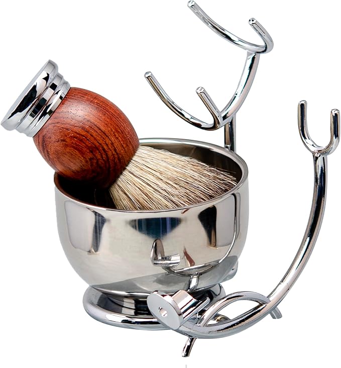 Grandslam Shaving Straight Razor Kit Cutthroat Straight Razor With Leather Strop Shaving Brush and Bowl Stainless Steel Stand Shave Soap Gift for Men