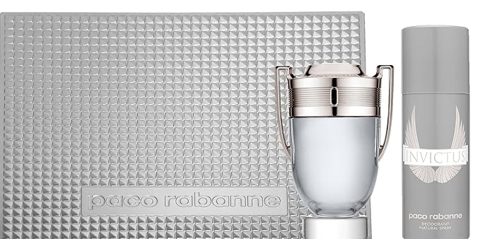 Paco Rabanne Invictus 2 Piece Gift Set For Men (3.4 Ounce Eau Di Toilette Spray / 5.1 Deodorant Spray)