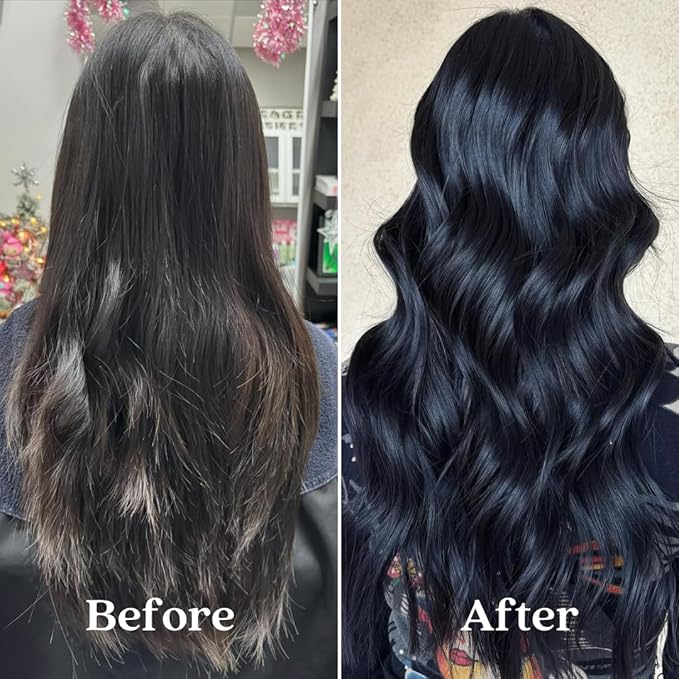 Pallure Color Pigment Refresher Mask Semi Permanent Hair Color Depositing Conditioner 8.5 Oz (Intense Black)
