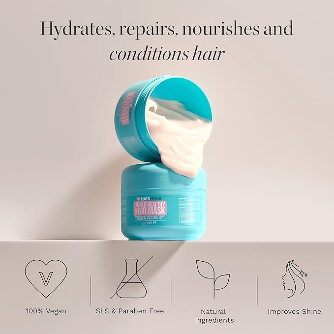 HAIR BURST Hydrating Hair Mask with Avocado Oil Coconut &amp Black Oat Extract - Deep Conditioner for Hair Growth Dry or Damaged Hair - Thickening Nourishing Hair Repair Treatment - 7.4 fl oz
