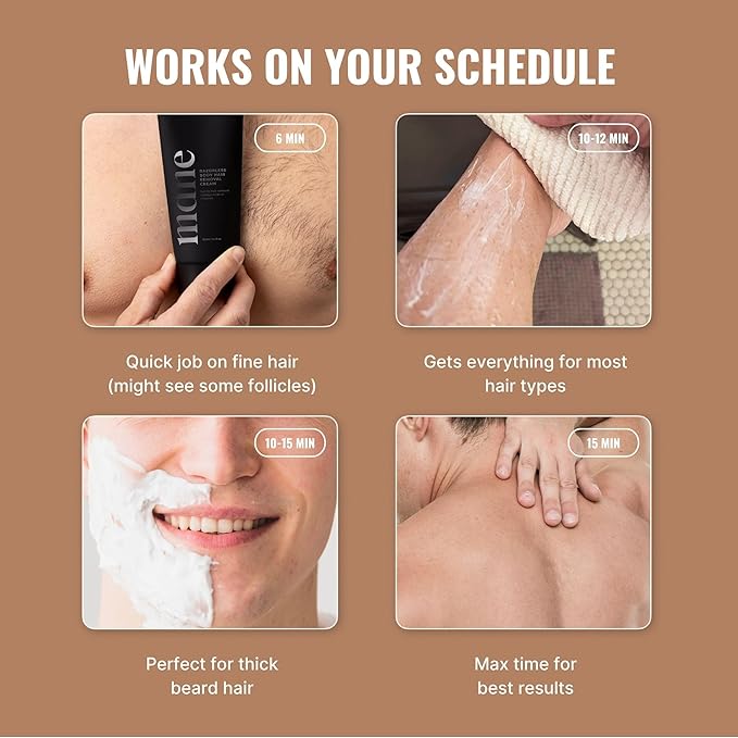 Superior Mane Razorless Hair Removal Cream for Men ? Painless Body &amp Intimate Hair Removal No Razor Burn ? Rinse-Free Formula with Cooling Effect Aloe Vera Witch Hazel &amp Green Tea ? 150ml