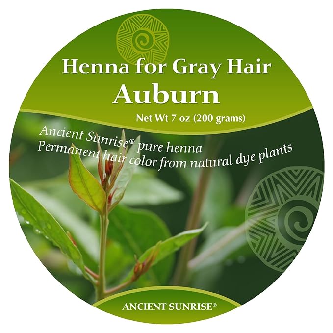 100% Natural Auburn Henna Hair Dye - Red Henna Hair Color for Gray Coverage - Healthy Shiny Results - Ancient Sunrise Henna