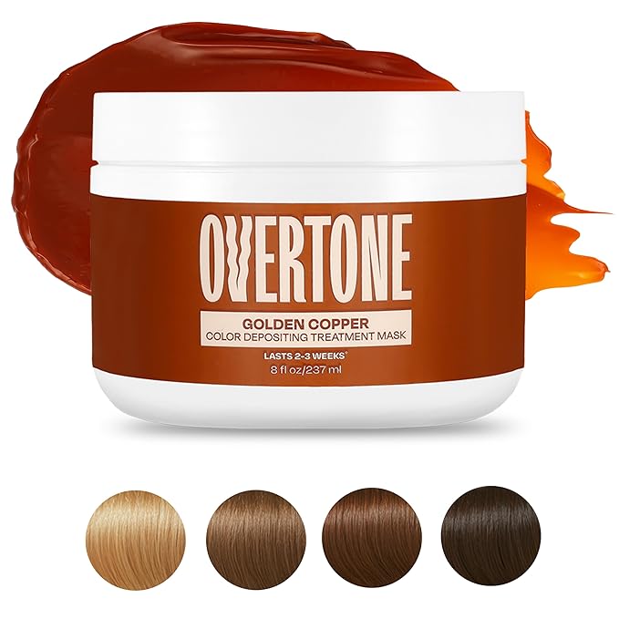 Overtone Semi Permanent Hair Color Conditioner Golden Copper 8 oz Nourishing Damage-Free Color Depositing Mask for All Hair Types with Shea Butter &amp Coconut Oil Vegan &amp Cruelty-Free
