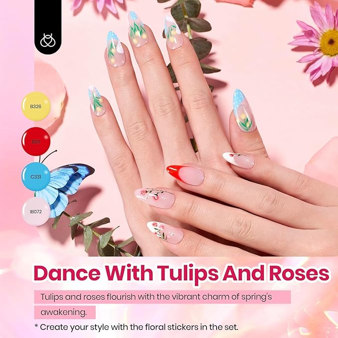 beetles Gel Nail Polish Set - 40 Pcs 36 Colors Nail Polish Kit Pink Red Green Blue Color Gel with Base&ampGlossy Matte Top Coat UV LED Petal Symphony Collection Nail Art Christmas Gifts for Women