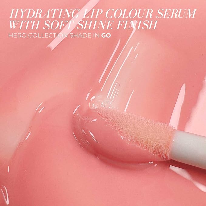 FITGLOW Beauty Lip Colour Serum | Hydrating Lip Gloss | Plumping Anti-Aging Lip Treatment | Natural Shine with Pomegranate Sterols &amp Collagen | Buildable Color for Dry Chapped Lips | Go - 10g