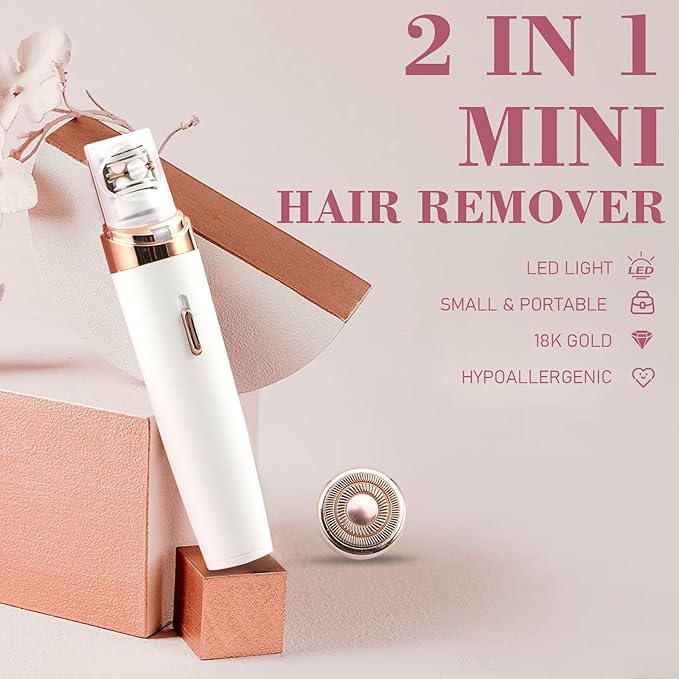 Women Face Epilator Hair Removal for Face Facial Hair Removal Cordless Rechargeable Epilator 2-in-1 Women Shaver Kit for Face Body Underarms