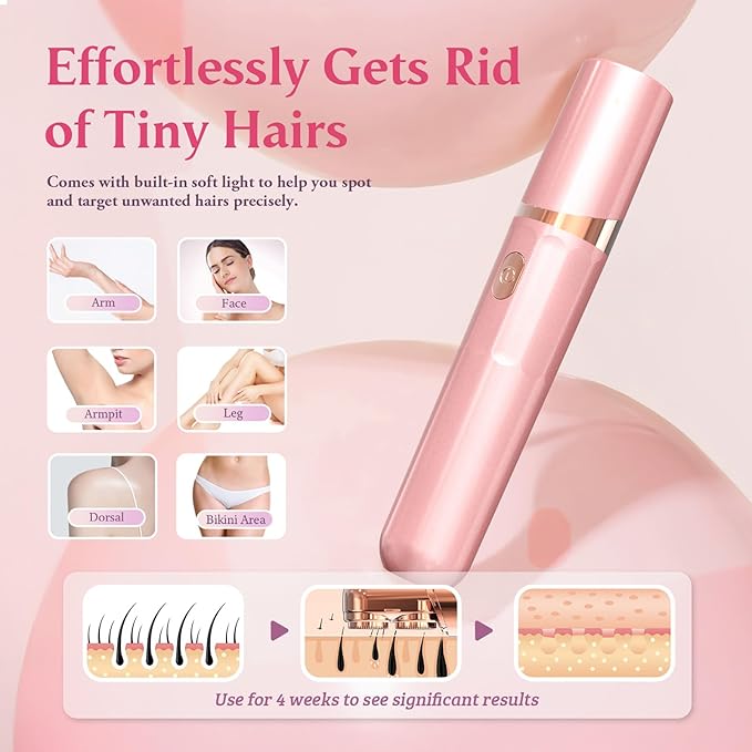 Facial Hair Remover for Women | Dual-Head Face Shaver Electric Hair Removal Device for FaceLip Chin | 2 Replacement Heads Pink-1