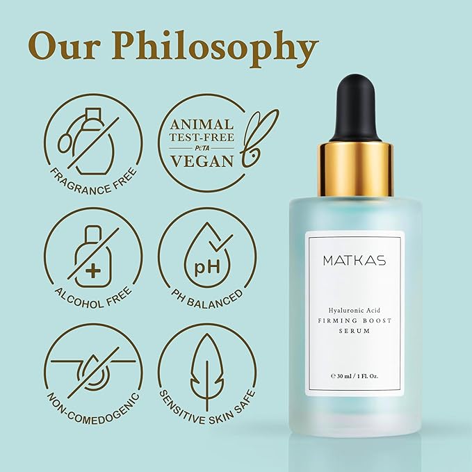 MATKAS Korean Firming Boost Hyaluronic Acid Serum 1 Fl. Oz. - 2% Niacinamide and Hyaluronic Acid Serum for Face Korean Skin Care for Anti Aging Hydrating Peptide Face Moisturizer for Dry Skin