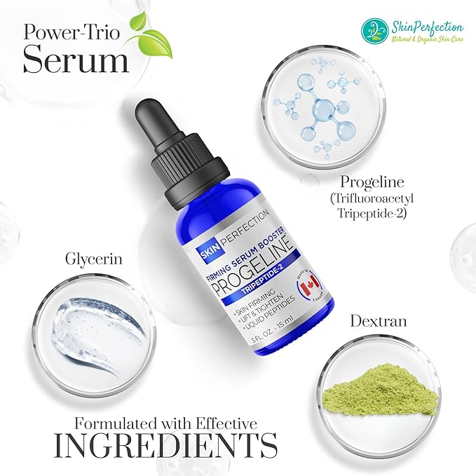 Skin Perfection Firming Serum Booster with Progeline Peptide Repair Serum Neck and Face Progeline Cream Upgrade Trifluoroacetyl Tripeptide-2 Anti-aging Diy .5 Fl Oz