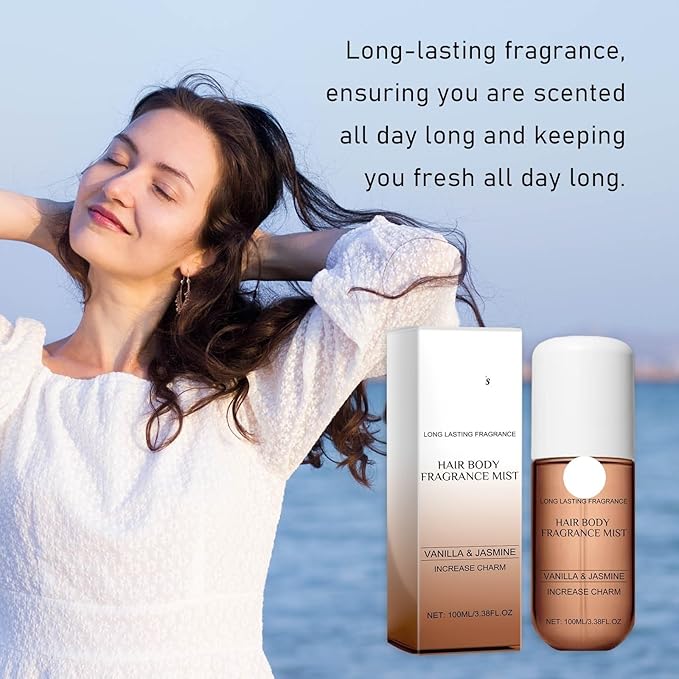 Vanilla Jasmine Scented Fragrance Spray - Natural Fresh Floral Notes Long-Lasting Perfume For Hair Body Bedding &amp Clothes(2PCS)