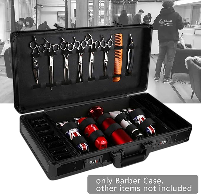 DNYSYSJ Barber Carrying Case Barber Case Stylist Tool Box Professional Salon Hair Cutting Grooming Kit Storage Organizer for Clippers Scissors Barber Supplies (B)