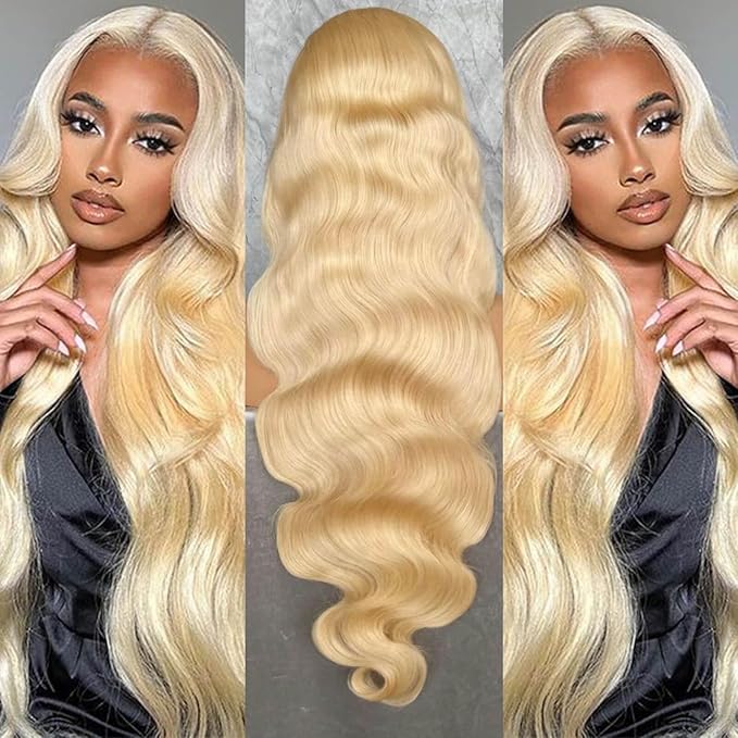 613 13x6 Lace Front Wig Human Hair 38 Inch Blonde Wig Human Hair 613 HD Lace Frontal Wig 13x6 200 Density Body Wave Blonde Lace Front Wigs for Women Pre Plucked with Baby Hair
