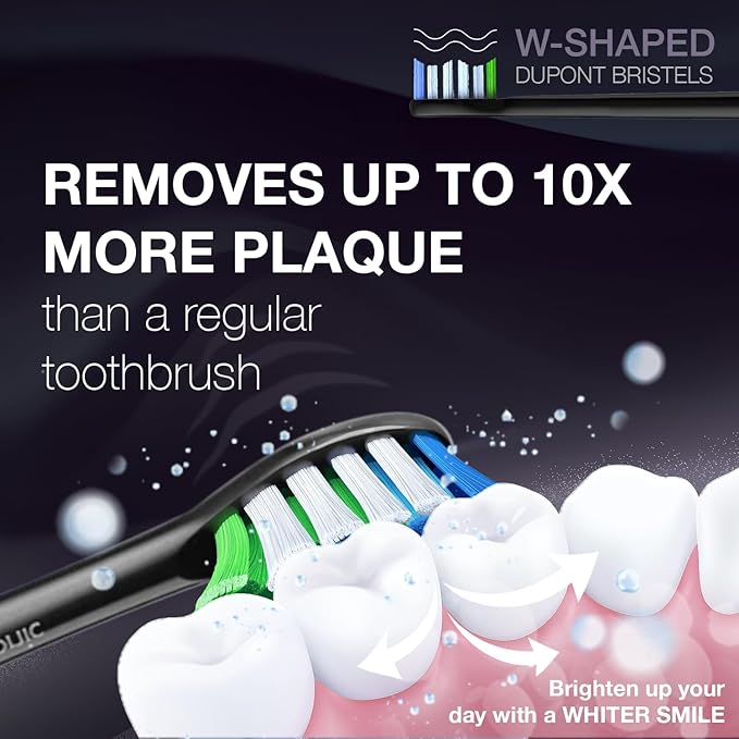 Wagner Stern WHITEN+ Edition. Whitening Electric Toothbrush with Pressure Sensor. Offers 5 Brushing Modes 3 intensities 8 Soft Brush Heads and a Luxury Travel case.