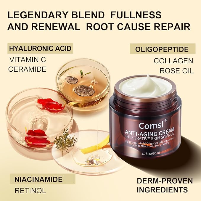 US-Made With 30% active IngredientsSGS Certified Retinol Vitamin C Niacinamide CeramideOligopeptidesAnti-Aging Face Moisturizer for Face Firming Skin CareNeck &amp Upper Chest -1.7 fl.oz