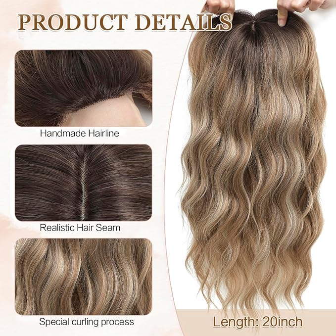 Hair Topper 20 Wavy Hair Toppers for Women 6.5x6.5??Base Size Hairtoppers for Women with Thinning hair Wavy Clip In