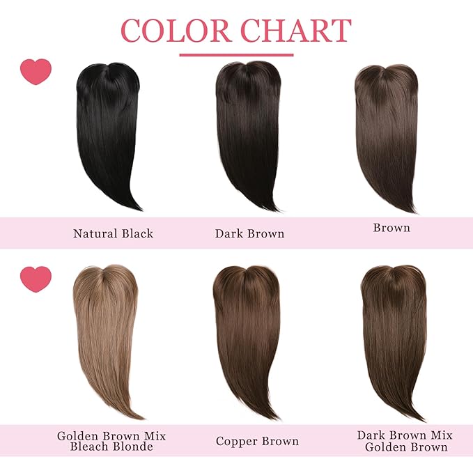 Toppers Hair Pieces for Women 24 Inch Long Straight Clip in Hair Toppers for Women Thinning Hairs Synthetic Hand-Tied Hairline Heat Resistant Layered Womens Wig Topper Add Volume Dark Brown