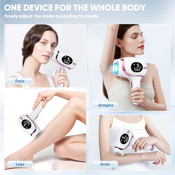 Laser Hair Removal for Women &amp Men IPL Hair Removal Device 3-in-1 Multi-function Skincare Sapphire Ice Cooling Contact 9 Strengths Safe &amp Painless Hair Remover for Whole Body Use at Home