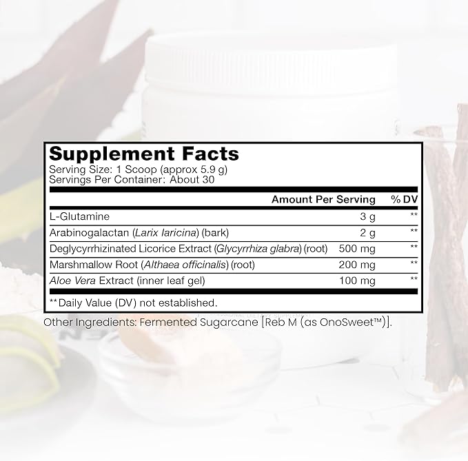Pure Therapro Rx Leaky Gut Defense - Gut Health Supplement with L-Glutamine Licorice Root Extract Marshmallow Root Aloe Leaf Larch Arabinogalactan - Made in USA - 30 Servings Powder