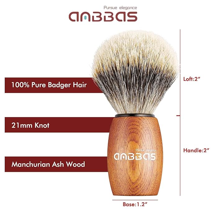 Anbbas Badger Hair Shaving Brush with Wood HandleLarge Soap BowlStainless Steel Shaving Stand and 3.5 oz Natural Shaving Soap Puck Refill for Men