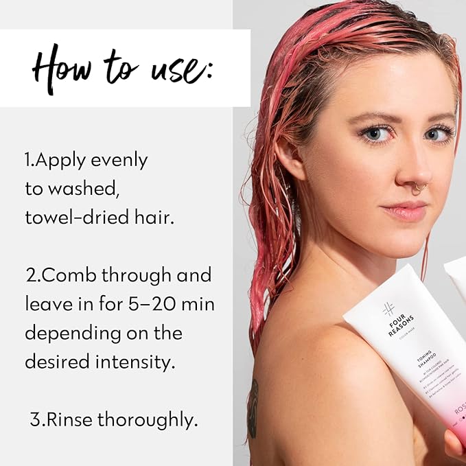 Four Reasons Color Mask - Rose Pink - (27 Colors) Toning Treatment Color Depositing Conditioner Tone &amp Enhance Color-Treated Hair - Semi Permanent Hair Dye Vegan and Cruelty-Free 6.76 fl oz